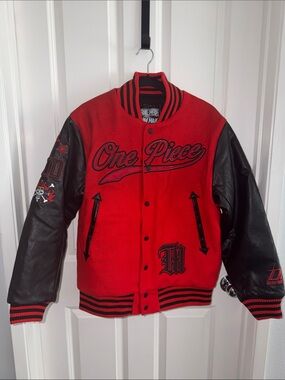 NWOT DIM MAK x One Piece Red & Black Varsity Jacket Men’s - Small